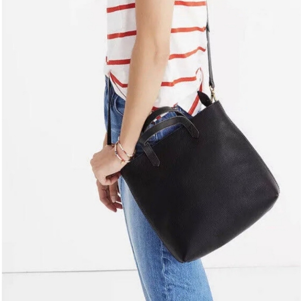 Madewell Zip-top Black Leather Transport Crossbody